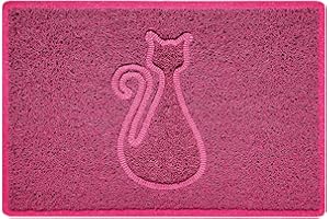 Nicoman CAT Shape Cat Litter Box Mat, Dog Food Feeding Tray Matt, Non-Slip, Easy Clean, Washable(60x40cm,Small),PINK