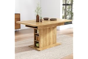 ‎MERAX Merax Esstisch Holz, Ausziehbar Esszimmertisch mit Stauraum, Rechteckiger Küchentisch, für Wohnzimmer und Esszimmer, 110/130L x 70B x 75H cm, Natur