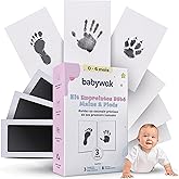 Kit Empreinte Bébé – Tampon Encre Clean Touch, Sûr & Sans Contact – Souvenir Naissance, Cadeau Baby Shower, Empreinte Main & 