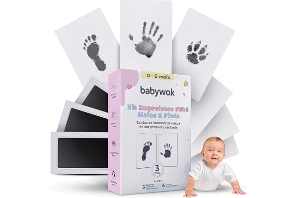 Kit Empreinte Bébé – Tampon Encre Clean Touch, Sûr & Sans Contact – Souvenir Naissance, Cadeau Baby Shower, Empreinte Main & Pied Nouveau-né (0 à 6 mois)