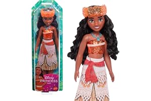 Mattel Disney Princess Dolls, Moana Posable Fashion Doll with Sparkling Clothing and Accessories, Disney Movie Toys, HLW05, Orange Outfit