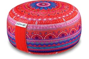 Bine Brändle Mandala Meditationskissen - Yogakissen - Bodenkissen - Ideale Sitzhöhe 15 cm - Innenkissen mit anpassbarer Dinkelspelzfüllung - GOTS Zertifiziert - Bezug aus Baumwolle