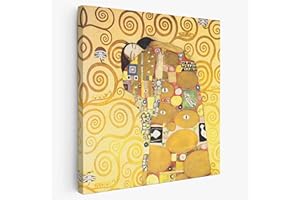 BKstuff - Quadro - Stampa su tela canvas - Gustav Klimt Donne da appendere Arredamento (50x50cm, Abbraccio, Gustav Klimt)