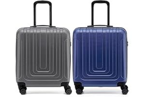 Flight Knight Premium Set of 2 Lightweight Cabin Suitcase - 8 Spinner Wheels - Built-in TSA Lock & USB Port - Luggage Approved for easyJet Flexi Fare Overhead Carry On - 56x45x25cm