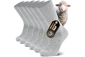 Ruixue Skarpety męskie damskie, skarpety trekkingowe z wełny merino [3 pary], skarpety sportowe, robocze, oddychające skarpety tenisowe, skarpety do biegania, elastyczne skarpety do sneakersów dla