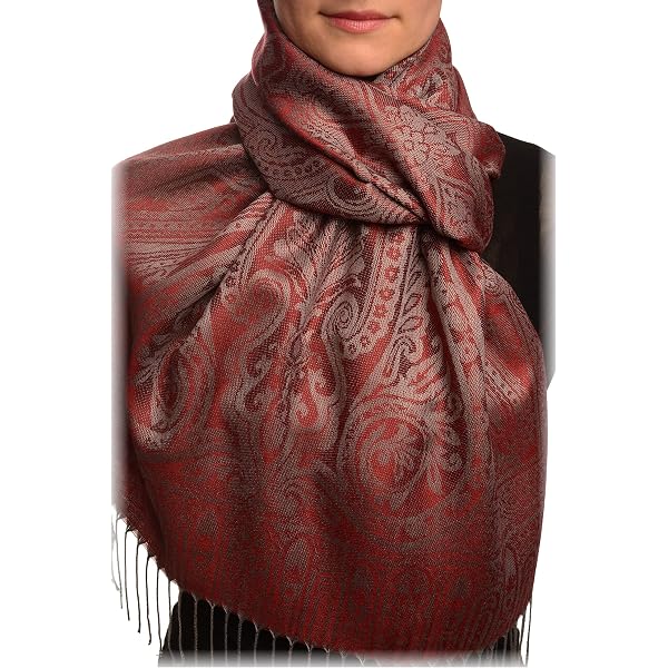 LissKiss Pashmina-Schal Grün Mit Ombre Paisleys – 70x180 Cm, Mit Fransen, Einheitsgröße