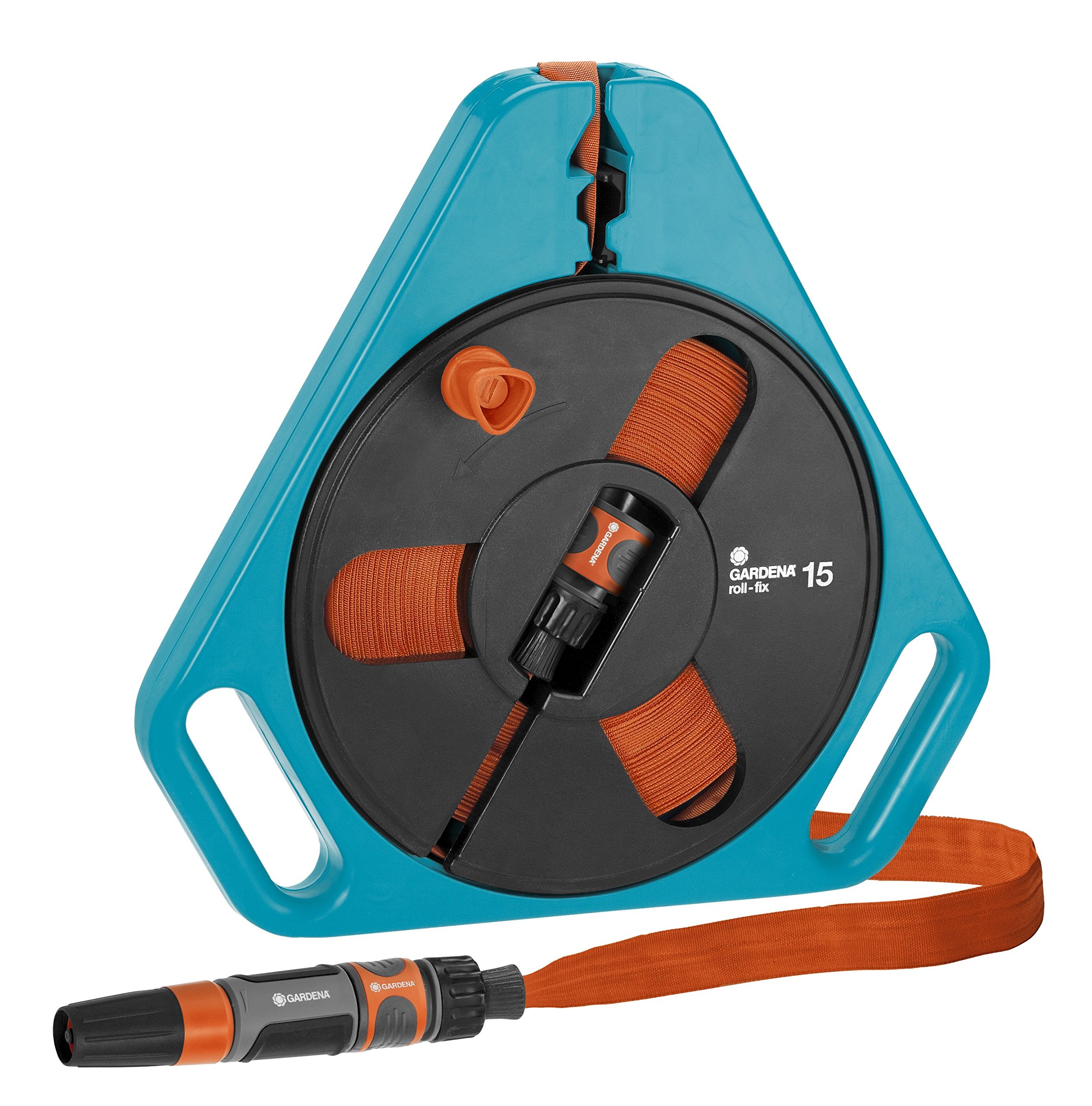 GARDENA Classic roll-fix Flachschlauch 15 mit Kassette: Platzsparende Schlauchkassette
