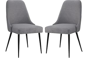 Ball & Cast Juego de 2 sillas de Cocina tapizadas, Modernas sillas de Comedor, Cómoda Silla Lateral Acolchada con Patas de Metal, Gris