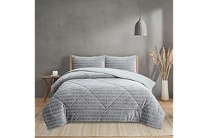 NH NOVOTEXTIL HOGAR Edredón Invierno Sherpa Cama 150 (250x260) Extra Grueso 560gr/m2 Efecto Borreguito - Edredón Suave, Cálido y Transpirable con 2 Fundas Almohada (50x70) (Cracovia Gris)