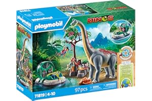 Playmobil | Dinos | Brachiosaurus Encounter with Hovercraft | Dino Playset | Dinosaur Adventure for Kids Aged 4+ | 71819