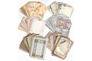 NPCSWXQ 60 Pieces Lace Vintage Scrapbooking Paper Set, for Letter Writing, Scrapbook Paper, Junk Journal Supplies, Decoupage Paper, Card Making Supplies, Notebook Calendar and DIY Crafts Supplies