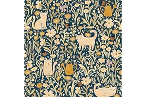 CiCiwind Carta da parati autoadesiva, motivo floreale, 41 cm x 10 m, impermeabile, per mobili, autoadesiva, motivo floreale, colore blu, giallo, gatto, per soggiorno, camera da letto, cameretta dei