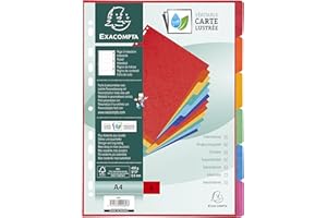 Exacompta - 89H - Separadores en cartulina rígida brillante FSC® de 400 g/m2 con 6 pestañas neutras - Página de indexación incluida - Formato de archivo A4 - Dimensiones 22,5x29,7cm - Colores surtidos