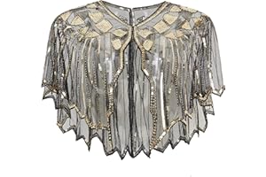 BABEYOND Damskie chusty do sukni wieczorowej w stylu lat 20. XX wieku, szal na wesele, imprezę, dla panny młodej, szal Gatsby, akcesoria do kostiumu