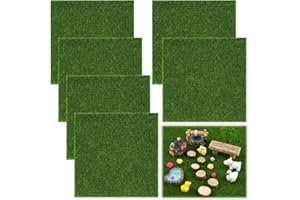 TIKPLUS 6 Stück Kunstrasen 15x15cm zum Basteln, Miniatur Rasen Dekoration für Wichtel, DIY Miniaturgarten Deko