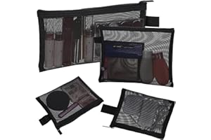 XINJODUZ Nylonowa siatkowa kosmetyczka z zamkiem błyskawicznym, siatkowa kosmetyczka, zestaw, torby podróżne na przybory toaletowe, nylonowa, przezroczysta, piórnik, zamek błyskawiczny, wiele rozmiarów, do