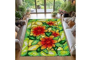 Tehocwiz Kit Tapis Point Noué à Faire Antidérapant Création Tapis et Canvas Taille Création Tapis à Crocher pour Adultes Kit Tapis Crochet Loquet Grande Kit de Tapis à Nouer Soi-même 40x70 cm