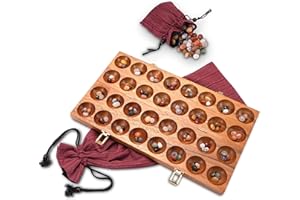 LOGOPLAY Hus Spiel mit Metallverschlüssen – für 2 Spieler – Bao – Kalaha – mit Edelsteinen und Stoffbeutel klein + groß