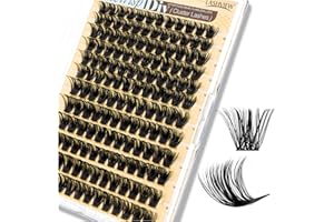 LASHVIEW Cluster Lashes Fluffy Lash Clusters, 144pcs D Curl Natural Lashes Clusters, DIY Individual Lash Extensions with Soft Ultra-thin Band, 10-16mm (M02)