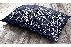 ASHLEY MILLS Large Jumbo Floor Cushion Pet Pillow Cushion Garden Soft Comfy Cushion Suede Jacquard (78x120, Moreno Foil Navy)