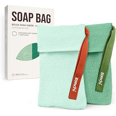 MIG4U Peeling-Seifenbeutel – 2 Stück, Aus Bambus, Für Dusche Und Reisen (Lila)