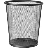 art moon Mesh | 699768 | Paper Basket Mesh Trash Can Black Office | Steel, Black | 12 L Capacity | 26.5 x 29.5 cm