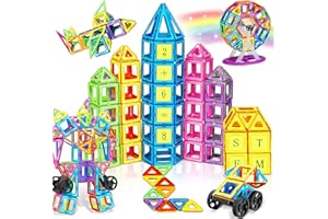 COOLJOYA Magnetische Bausteine 120 Teile Konstruktion, Magnetbausteine Magnetspielzeug Magnete Kinder, Magnetbausteine Kinder Magnetspiel für Geschenk ab 3 4 5 6 7 8 Jahre Junge Mädchen