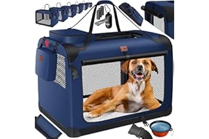 Lovpet® Torba transportowa dla psów i kotów, rozmiar S, 49,5 x 34,5 x 35 cm, torba transportowa dla psów, składana torba transportowa dla zwierząt domowych, w zestawie miska dla psa i pasek na ramię,