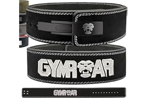 GYMROAR 𝐆𝐘𝐌𝐑𝐎𝐀𝐑® Ceinture Musculation Cuir avec Boucle à Levier, D'haltérophilie en Daim Véritable pour Powerlifting Bodybuilding Fitness Gym Belt, 10mm d'épaisseur, hommes et femmes