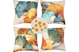HANRUNSI 4 Piezas Impermeables Lino Funda de Cojines de Exterior Funda de Almohada Cuadrado Verde Verano para Patio Balcón Jardín Sofá Oficina Hogar Decorativas 50x50cm para Sala de Estar Fundas para Cojines