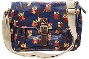 RS.FASHIONS ladies and girls Satchel Oilcloth Owl Printed single pocket buckle and magnetic snap closure Messenger Bags