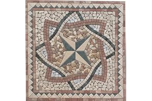 ESTILE MOSAICO Marmor Rosone 66x66 Sonne Mosaik Einleger Naturstein Roja Alicante Fliesen 038