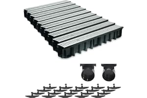 Caniveau de drainage terrasse.Grille en acier galvanisee .Pour systeme A 15.Dimensions:long100 cm,larg13,5 cm,prof 14,8 cm.Couleur argent.Ensemble 10 metre.