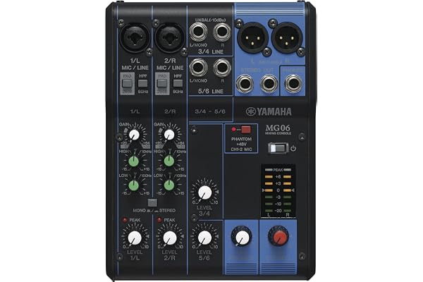 Yamaha MG06 - Console de mixage compacte avec 6 canaux d'entrée et préamplis micro D-PRE