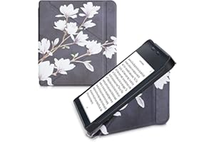 kwmobile Coque liseuse Compatible avec Kobo Libra 2 - Coque étui de Protection à Rabat en Simili Cuir - Taupe-Blanc-Gris foncé
