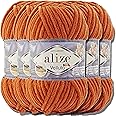 Hobby YARN Alize Velluto 5 x 100 g Turkish Knitting Wool, Super Bulky Wool for Crocheting, Plain Colour Baby Wool, Fluffy Yarn, Felted Wool, Cuddly Wool (Orange | 6)