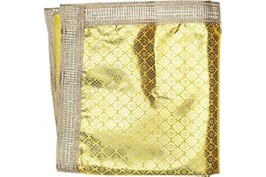 ADITRI CREATION Decorative Backdrop Puja Cloth Chunari Chunni Puja Indian Diwali Festival Traditional Decoration Chunr MATA Ki Chunri for Statue Chowki Aasan Mat Posters Frame (Size:- 40 Inch x 18 Inch)(Yellow)