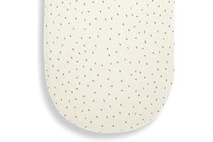 The Little Green Sheep Moses Basket Fitted Sheet, Organic Linen & Cotton Blend Sheet fits Most Moses Baskets 30x70cm to 35x75cm, Linen with Rice Print