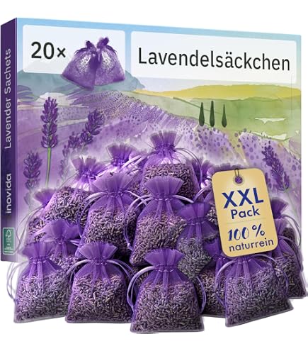 Lavendel Duftsäckchen für Kleiderschrank – 12 Stück Duftkissen Schrankduft gegen Gerüche & Motten – Lavendelsäckchen für Schubladen, Wäsche, Auto, Badezimmer – Langanhaltender Wäscheduft & Schrankdeo