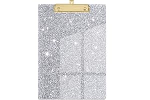 Piasoenc Acryl Klemmbretter, Mode Glitter Klemmbrett, Standard Letter Größe Klemmbrett, A4 Größe 12,5 "x 9", Cute Konfetti Klemmbretter für Frauen, Rose Gold Desk Bürobedarf und Zubehör