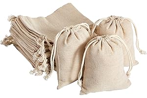 Daucin 30 Stücke Baumwolle Kleine Beutel mit Kordelzug, 12 x 15 cm Stoffbeutel Klein Jutesäckchen, Baumwoll Säckchen für Hochzeit, Haus Lieferungen, Handwerk, Mitbringsel, Halloween, Weihnachten