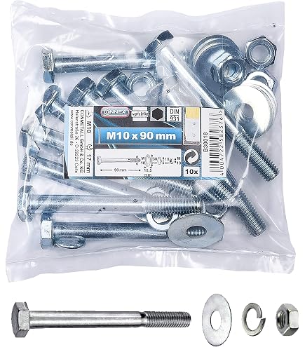 5 St. M10x40 DIN 931 10.9 Sechskantschrauben mit Schaft verzinkt ISO 4014 .d