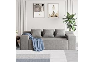 PurrJoys, divano a 3 posti in scatola, con 3 cuscini, in tessuto, per soggiorno, camera degli ospiti, camera da letto, ufficio, divano ad angolo resistente ai graffi dei gatti, non richiede montaggio