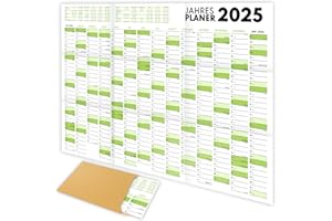 MAFAB PRODUCTS XXL Wandkalender 2025 groß (90x60cm) - Jahresplaner 2025 quer als Kalender für die Wand - Jahreskalender für 14 Monate mit Ferienübersicht - Kalender gefalzt für das Büro