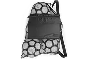 Fitdom Extra Large Heavy Duty Mesh Bag. Best for Soccer Ball, Water Sports, Beach Cloth, Swimming Gears. Adjustable Shoulder Strap. Secure Side Pocket