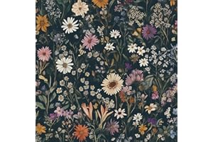 CiCiwind Self Adhesive Wallpaper 44CM×3M Navy Peel and Stick Contact Paper Waterproof Sticky Back Plastic Dark Blue Floral Vinyl Wrap for Wall Cabinets Furniture Decorate