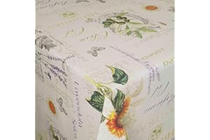 ‎DECOHOMETEXTIL HEIMTEXTILMANUFAKTUR Wachstuch Robuste Leinen Prägung Pro RUND OVAL ECKIG Breite & Länge wählbar Heilpflanzen Eckig 100 x 150 cm abwaschbare Tischdecke Gartentischdecke