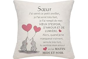 Bommex Cadeau de la sœur ou du frère Housse de Coussin pour Les sœurs Cadeau de la Grande Petite sœur Cadeau de la Meilleure sœur Cadeau de Graduation Cadeau d'anniversaire Cadeau de Noël(sœur)