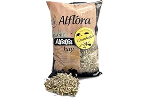 Alflora Organic 1KG Premium Alfalfa Meadow Hay With Dandelion - 100% Natural - 16% Protein, Fibre and Nutrient Rich – Everyday Use Hay or Chaff - For Rabbits, Gerbils, Hamsters, Guinea Pigs