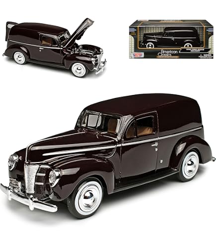 Motormax Ford 1949 Coupe Modellauto 1/24 – Rot-braun, Mit öffnenden Türen & Drehbaren Rädern
